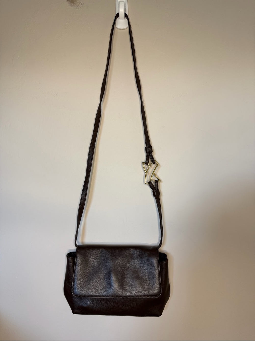 Paloma Picasso Dark Brown Leather Crossbody with Gold Accent